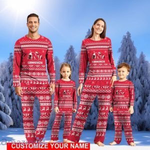 Nebraska Cornhuskers Team Pajamas Set Christmas Gift For Football Fan Family Holiday Gift Personalized Name Product Photo 1