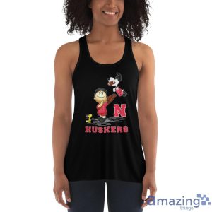 Nebraska Cornhuskers The Peanuts T Shirt Gift For Fans image Nebraska Cornhuskers The Peanuts T-Shirt Gift For Fans - Women's Flowy Racerback Tank