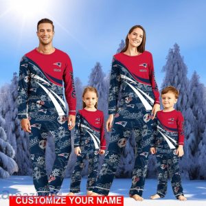 New England Patriots Christmas Pajamas Set Personalized Name Christmas Gifts For Fans Product Photo 1