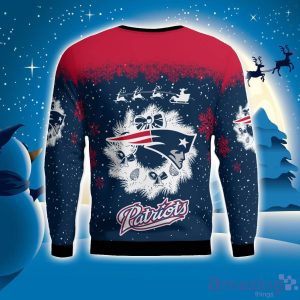 New England Patriots Santa sleigh driving reindeer Pattern Ugly Christmas Sweater Product Photo 2