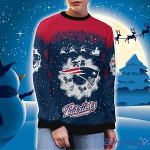 New England Patriots Santa sleigh driving reindeer Pattern Ugly Christmas Sweater Product Photo 3