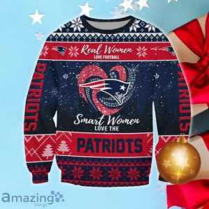New England Patriots Smart Woman Love Football Ugly Christmas Sweater Product Photo 1