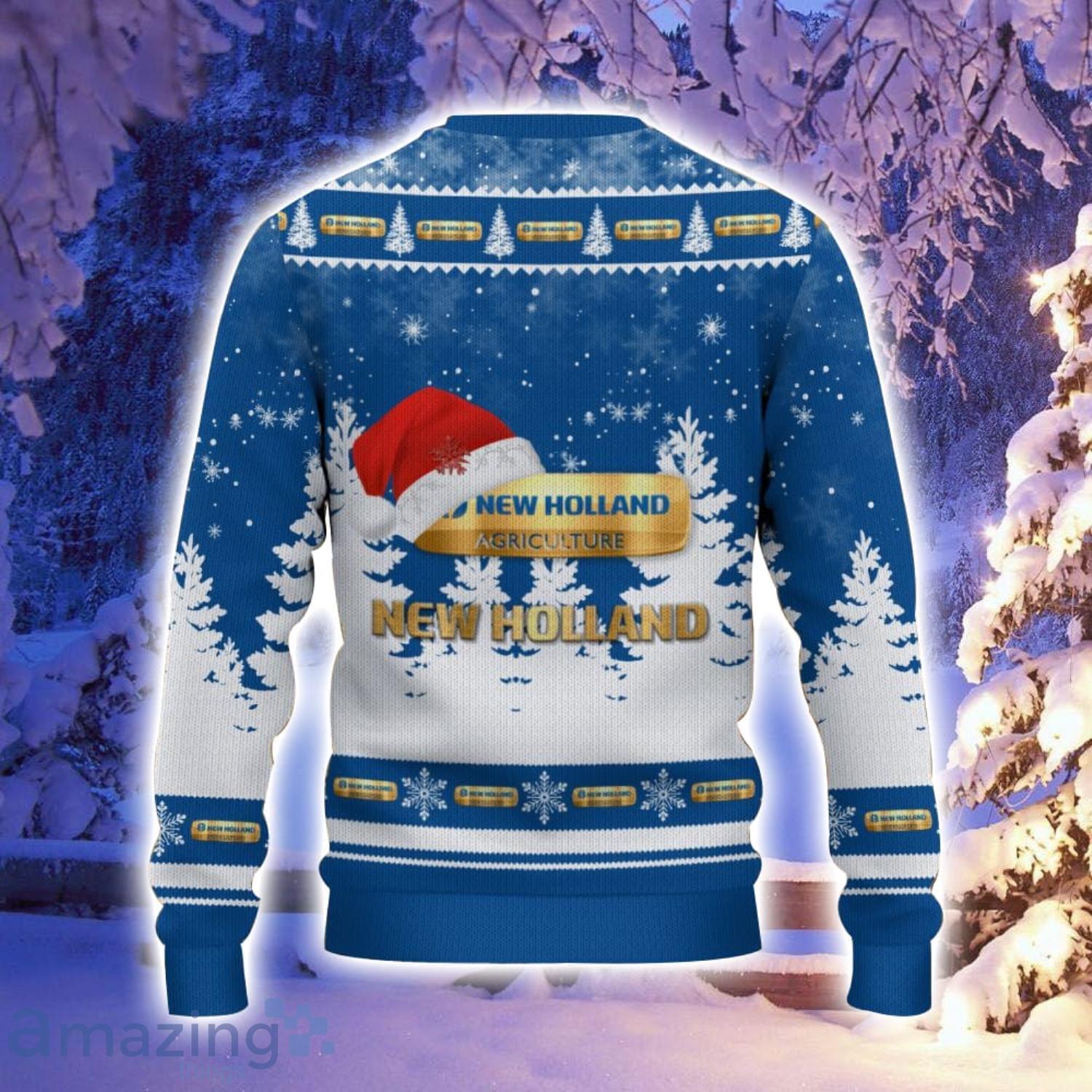 New Holland Santa Hat Pattern Ugly Christmas Sweater For Men And Women image New Holland Santa Hat Pattern Ugly Christmas Sweater For Men And Women Product Photo 3