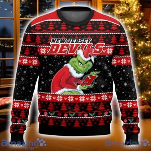 New Jersey Devils Grinch Ugly Christmas Sweater Christmas Gift For Sport Fans Product Photo 1