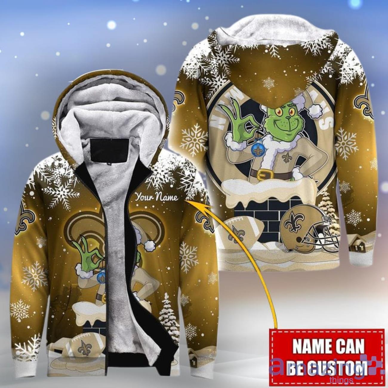 New Orleans Saints Christmas 3D All Over Print Hoodie Custom Name Hot Design For Fans Product Photo 1