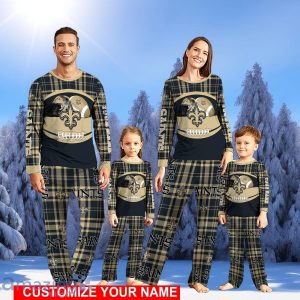 New Orleans Saints Pajamas Set Family Custom Name Christmas Gift Football Team Pajamas Set Product Photo 1