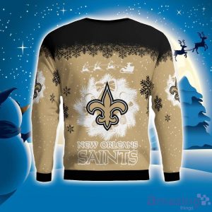 New Orleans Saints Santa sleigh driving reindeer Pattern Ugly Christmas Sweater Product Photo 2
