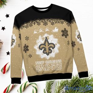 New Orleans Saints Santa sleigh driving reindeer Pattern Ugly Christmas Sweater Product Photo 4