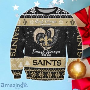 New Orleans Saints Smart Woman Love Football Ugly Christmas Sweater Product Photo 1