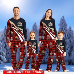 New Orleans Saints Team Pajamas Personalize Name Buffalo Plaid Cute Christmas Pajamas Set Product Photo 1