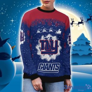 New York Giants Santa sleigh driving reindeer Pattern Ugly Christmas Sweater image New York Giants Santa sleigh driving reindeer Pattern Ugly Christmas Sweater Product Photo 3