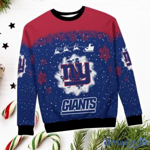 New York Giants Santa sleigh driving reindeer Pattern Ugly Christmas Sweater image New York Giants Santa sleigh driving reindeer Pattern Ugly Christmas Sweater Product Photo 4