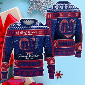 New York Giants Smart Woman Love Football Ugly Christmas Sweater Product Photo 2