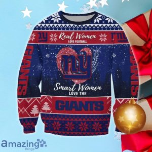 New York Giants Smart Woman Love Football Ugly Christmas Sweater Product Photo 1