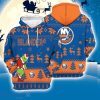 New York Islanders 3D Hooodie Ugly Sweatshirt Christmas Pattern Grinch Ice Hockey NHL Fans