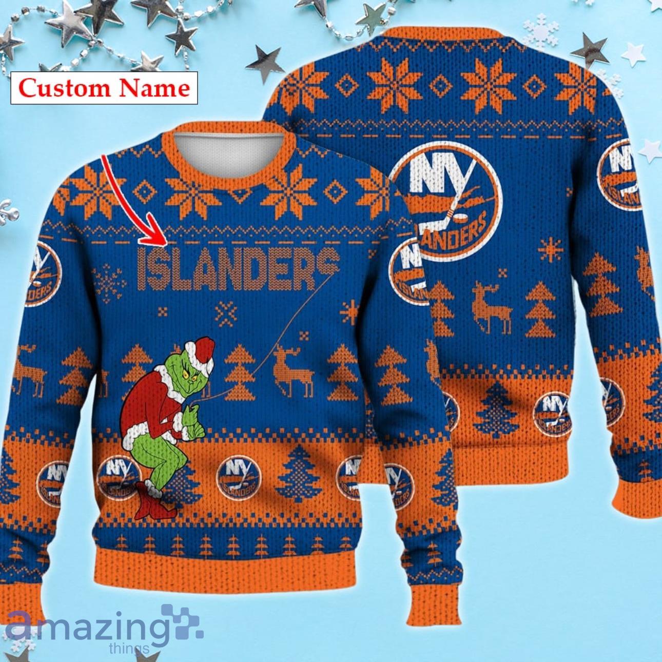 New York Islanders Ugly Sweater Christmas Custom Name Ice Hockey NHL Product Photo 1