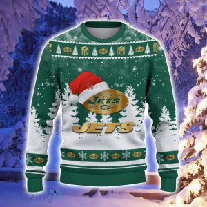 New York Jets Santa Hat Pattern Ugly Christmas Sweater For Men And Women image New York Jets Santa Hat Pattern Ugly Christmas Sweater For Men And Women Product Photo 2