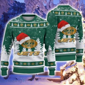 New York Jets Santa Hat Pattern Ugly Christmas Sweater For Men And Women Product Photo 1