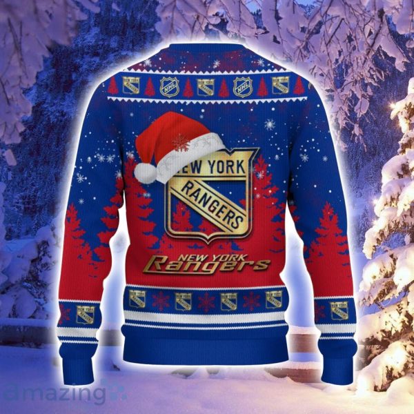 New York Rangers Santa Hat Pattern Ugly Christmas Sweater For Men And Women Product Photo 3