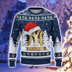 New York Yankees Santa Hat Pattern Ugly Christmas Sweater For Men And Women image New York Yankees Santa Hat Pattern Ugly Christmas Sweater For Men And Women Product Photo 2