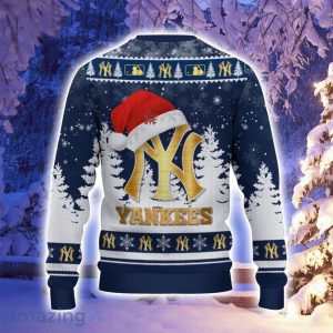 New York Yankees Santa Hat Pattern Ugly Christmas Sweater For Men And Women image New York Yankees Santa Hat Pattern Ugly Christmas Sweater For Men And Women Product Photo 3