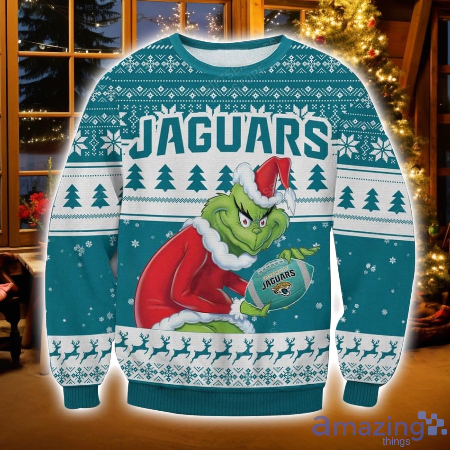NFL Jacksonville Jaguars Grinch Ugly Christmas Sweater Christmas Gift For Sport Fans image NFL Jacksonville Jaguars Grinch Ugly Christmas Sweater Christmas Gift For Sport Fans Product Photo 1
