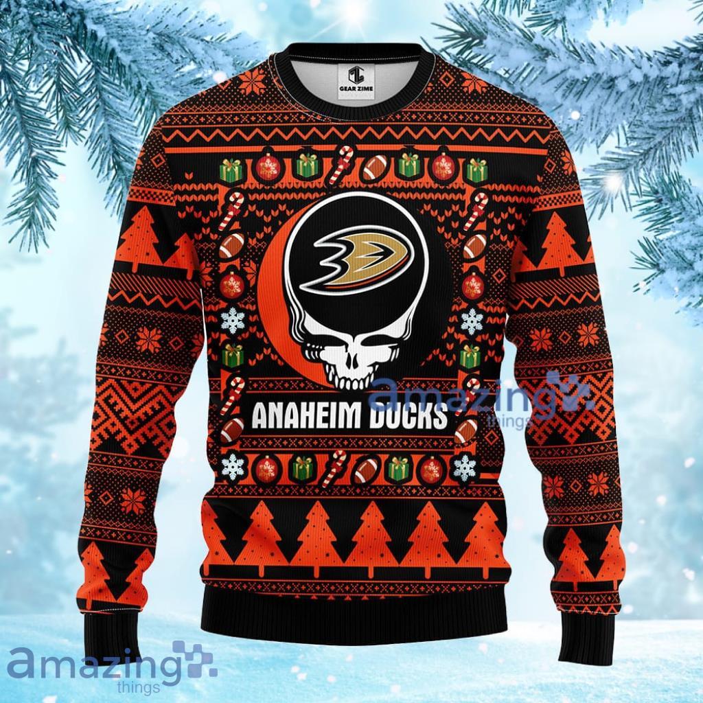 NHL Anaheim Ducks Grateful Dead Ugly Christmas Fleece Sweater Gift For Fans Christmas image NHL Anaheim Ducks Grateful Dead Ugly Christmas Fleece Sweater Gift For Fans Christmas Product Photo 1