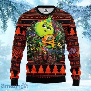 NHL Anaheim Ducks Grinch Hug Christmas Ugly Sweater Gift For Fans Christmas Product Photo 1