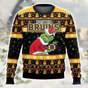 NHL Boston Bruins Grinch Ugly Christmas Sweater Limited Edition Gift For Men & Women Product Photo 1