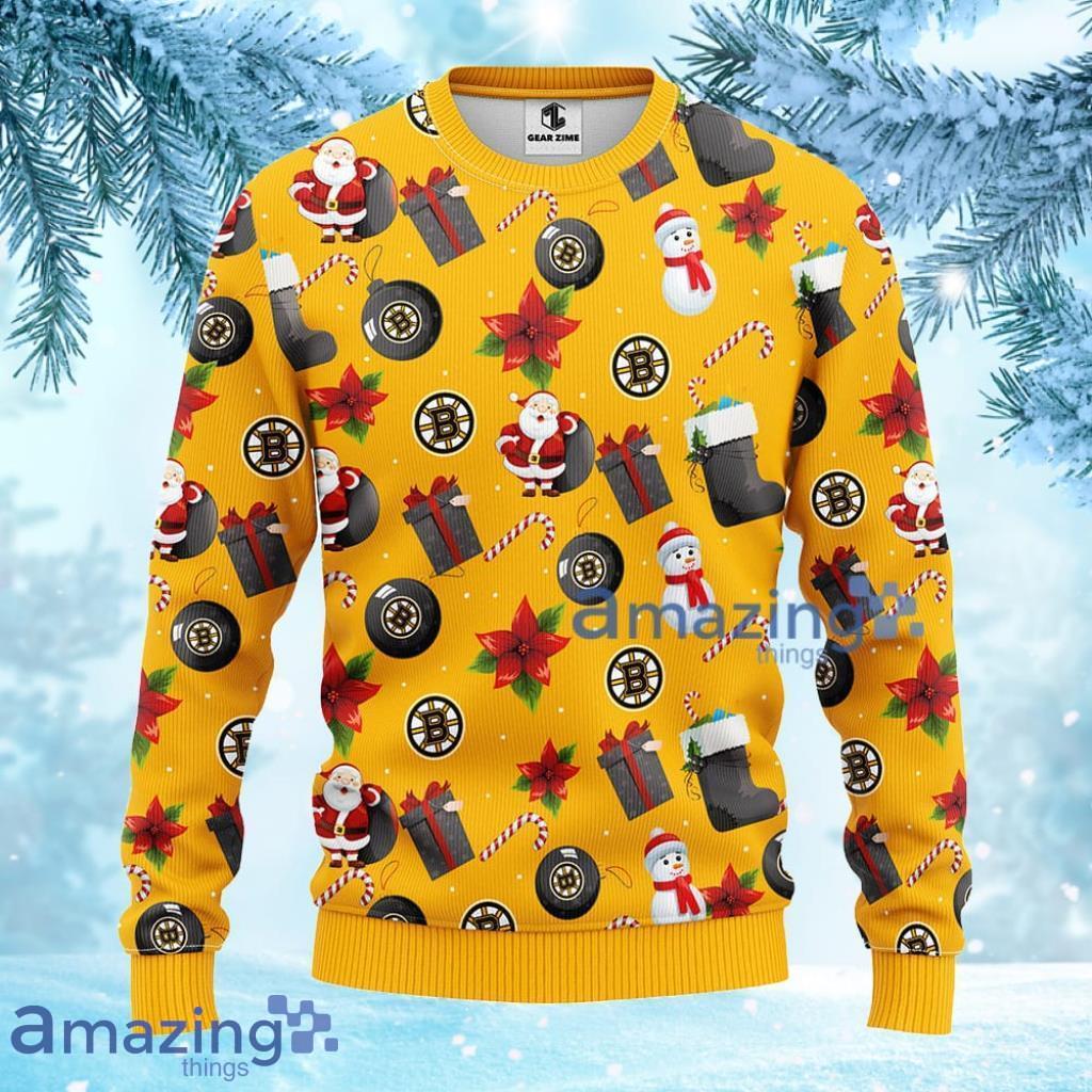 NHL Boston Bruins Santa Claus Snowman Christmas Ugly Sweater Gift For Fans Christmas image NHL Boston Bruins Santa Claus Snowman Christmas Ugly Sweater Gift For Fans Christmas Product Photo 1
