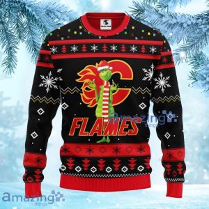 NHL Calgary Flames Funny Grinch Christmas Ugly Sweater Gift For Fans Christmas image NHL Calgary Flames Funny Grinch Christmas Ugly Sweater Gift For Fans Christmas Product Photo 3