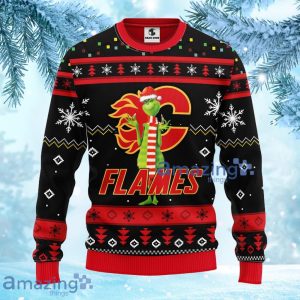 NHL Calgary Flames Funny Grinch Christmas Ugly Sweater Gift For Fans Christmas Product Photo 1