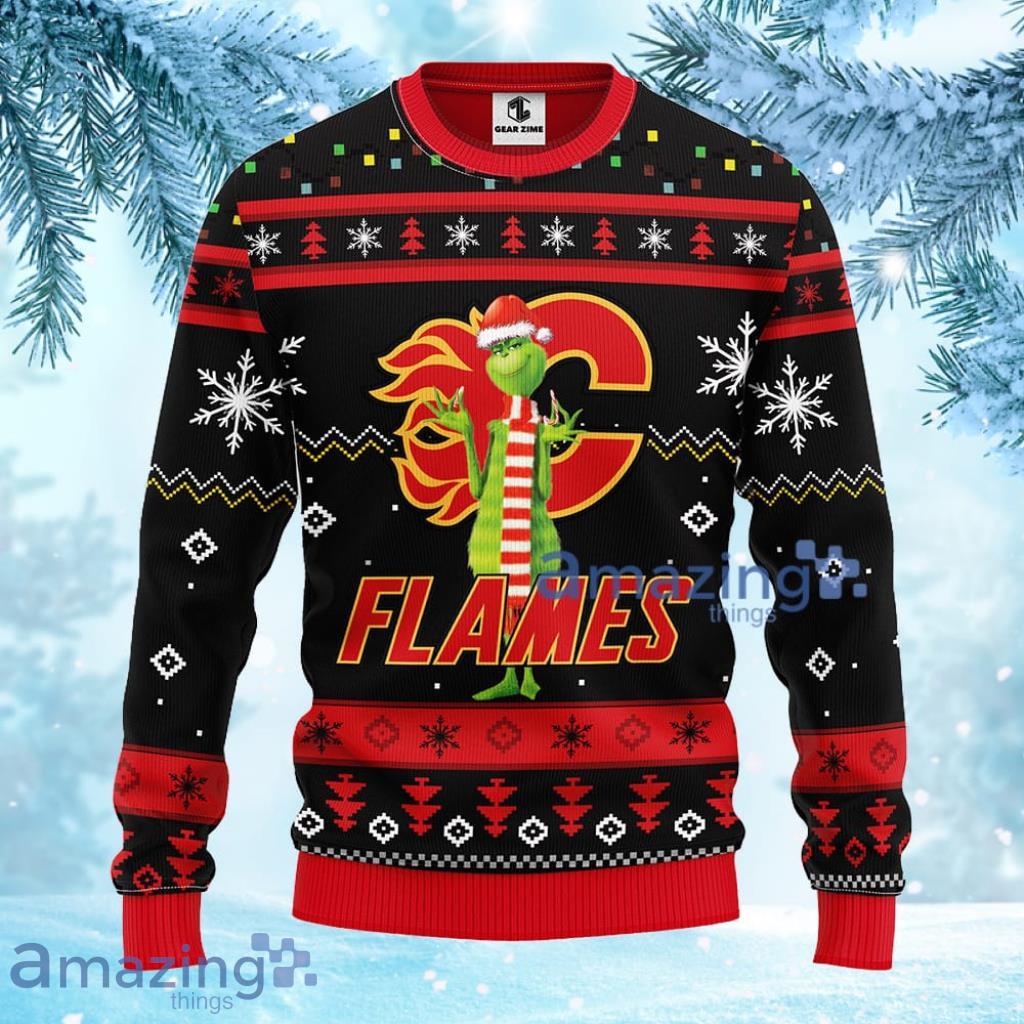 NHL Calgary Flames Funny Grinch Christmas Ugly Sweater Gift For Fans Christmas image NHL Calgary Flames Funny Grinch Christmas Ugly Sweater Gift For Fans Christmas Product Photo 1