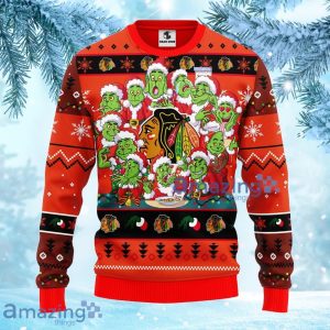 NHL Chicago Blackhawks 12 Grinch Xmas Day Christmas Ugly Sweater Gift For Fans Christmas Product Photo 2