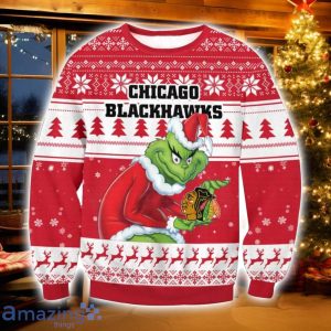 NHL Chicago Blackhawks Grinch Ugly Christmas Sweater Christmas Gift For Sport Fans Product Photo 1