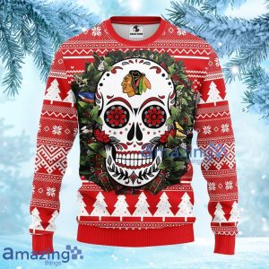 NHL Chicago Blackhawks Tree Ugly Christmas Fleece Sweater Gift For Fans Christmas Product Photo 1