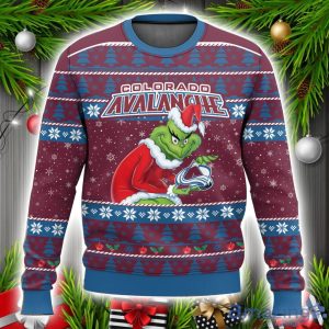 NHL Colorado Avalanche Grinch Ugly Christmas Sweater Christmas Gift Unisex Men And Women Sweater Product Photo 1