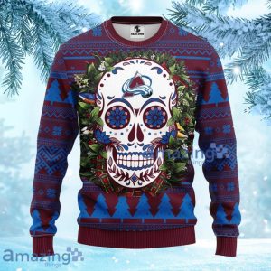 NHL Colorado Avalanche Skull Flower Ugly Christmas Ugly Sweater Gift For Fans Christmas Product Photo 3