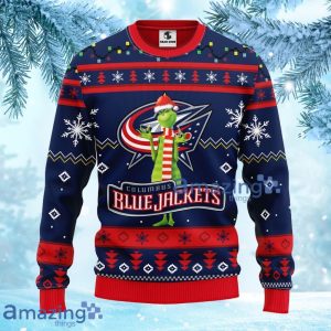 NHL Columbus Blue Jackets Funny Grinch Christmas Ugly Sweater Gift For Fans Christmas Product Photo 1