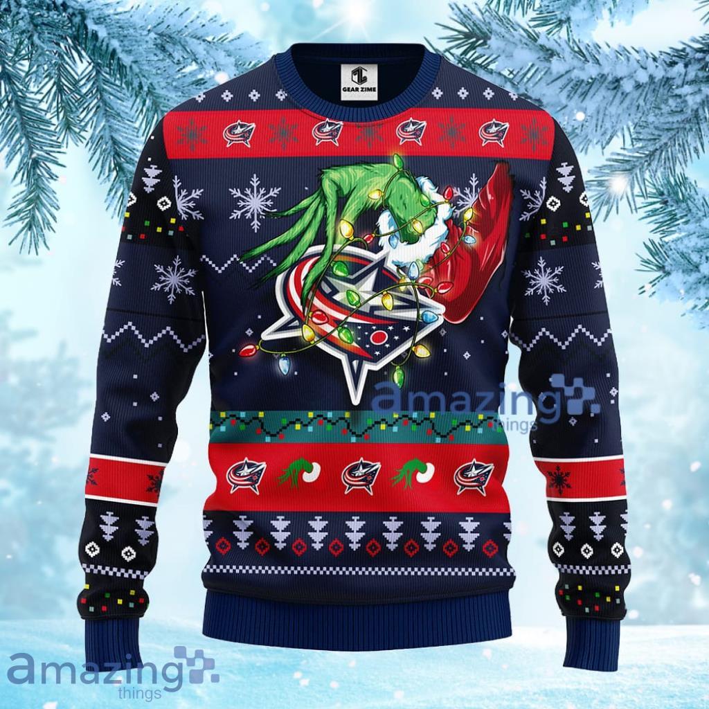 NHL Columbus Blue Jackets Grinch Christmas Ugly Sweater Gift For Fans Christmas image NHL Columbus Blue Jackets Grinch Christmas Ugly Sweater Gift For Fans Christmas Product Photo 2
