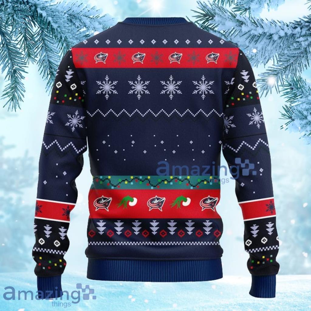 NHL Columbus Blue Jackets Grinch Christmas Ugly Sweater Gift For Fans Christmas image NHL Columbus Blue Jackets Grinch Christmas Ugly Sweater Gift For Fans Christmas Product Photo 3