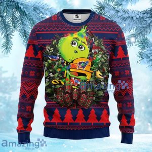 NHL Columbus Blue Jackets Grinch Hug Christmas Ugly Sweater Gift For Fans Christmas Product Photo 1