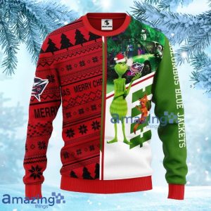 NHL Columbus Blue Jackets Grinch & Scooby Doo Christmas Ugly Sweater Gift For Fans Christmas Product Photo 3