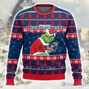 NHL Columbus Blue Jackets Grinch Ugly Christmas Sweater Limited Edition Gift For Men & Women Product Photo 1