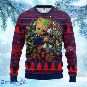 NHL Columbus Blue Jackets Groot Hug Christmas Ugly Sweater Gift For Fans Christmas Product Photo 1