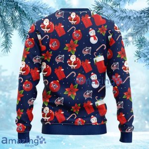 NHL Columbus Blue Jackets Santa Claus Snowman Christmas Ugly Sweater Gift For Fans Christmas Product Photo 2