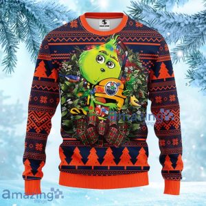 NHL Edmonton Oilers Grinch Hug Christmas Ugly Sweater Gift For Fans Christmas Product Photo 1