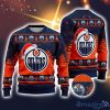 NHL Edmonton Oilers Logo Wearing Santa Hat Ugly Christmas Sweater For Fans