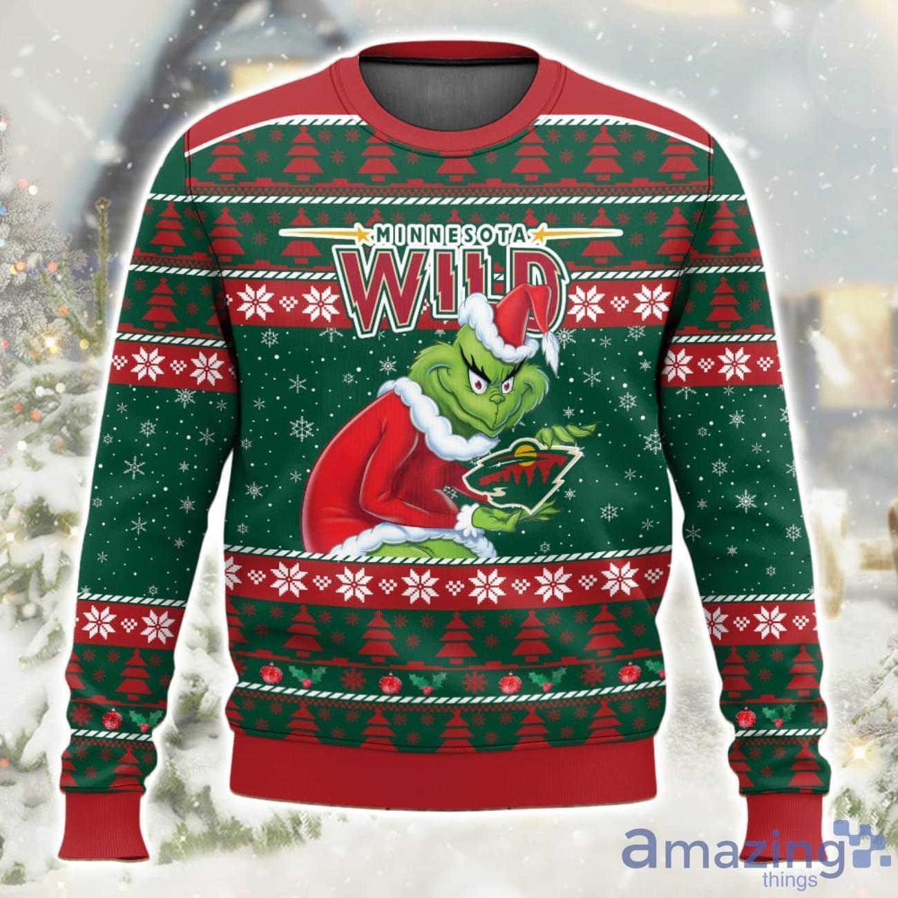 NHL Minnesota Wild Grinch Ugly Christmas Sweater Limited Edition Gift For Men & Women image NHL Minnesota Wild Grinch Ugly Christmas Sweater Limited Edition Gift For Men & Women Product Photo 1