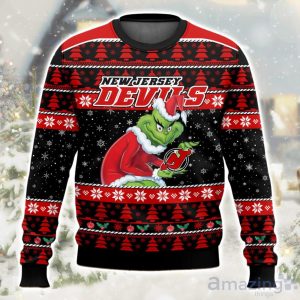 NHL New Jersey Devils Grinch Ugly Christmas Sweater Limited Edition Gift For Men & Women Product Photo 1